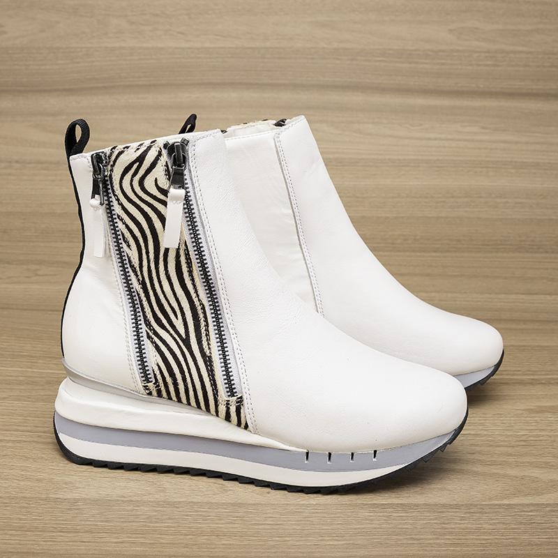 11.3 C.F出口意大利高端女鞋坡跟增高运动鞋中筒拉链增高5cm 探五