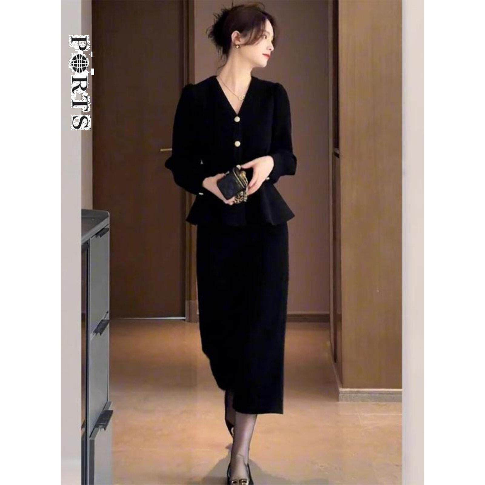 2025秋冬季新款女装黑色套装裙子轻熟风时尚气质显瘦小香风女士