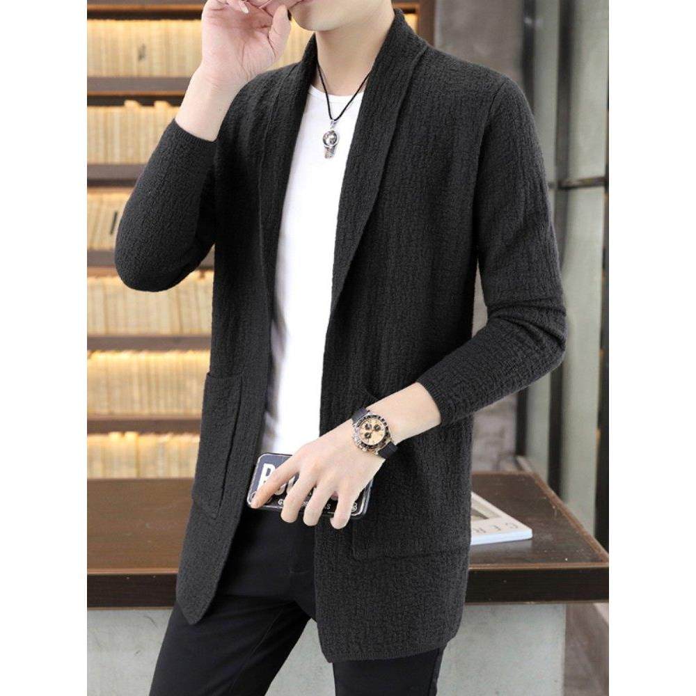 春秋男士中长针织开衫新款韩式修身男士新潮品牌外衫