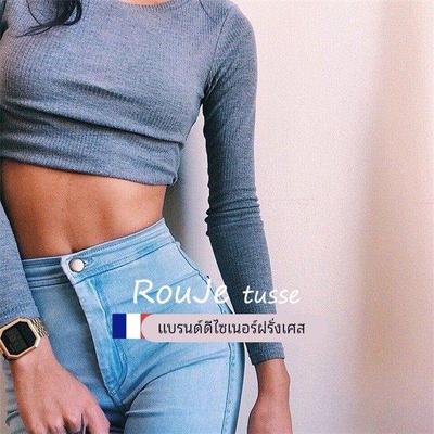 法国Rouje tusse高腰牛仔裤欧美超弹力紧身显瘦提臀小脚裤长裤女