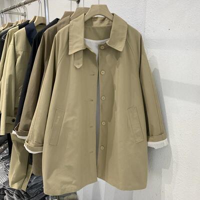 韩国卡其色风衣外套女中长款春秋2025新款宽松显瘦休闲小个子大衣