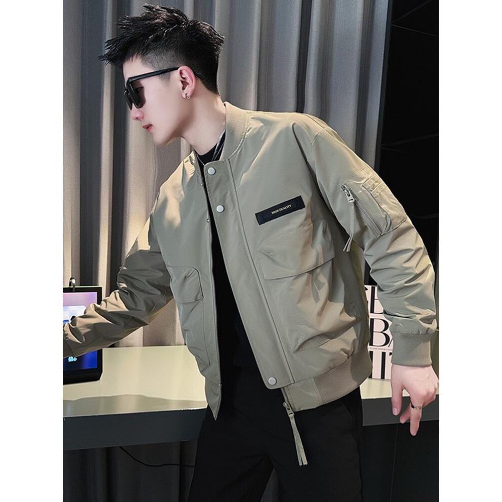 UASK军绿色夹克外套男春秋季2025新款潮牌高端休闲男士工装棒球服
