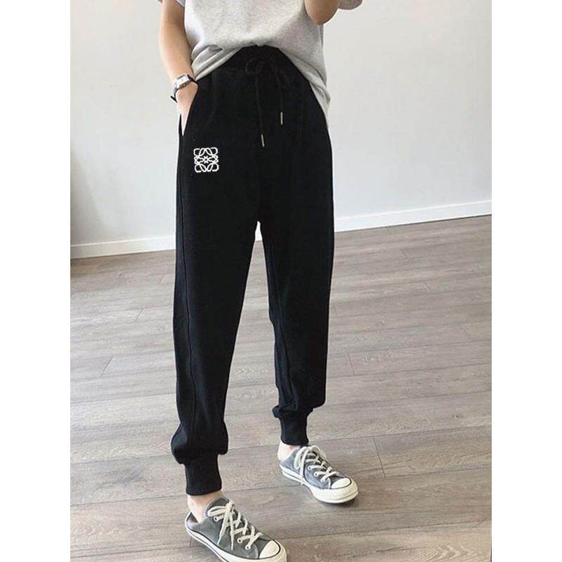 韩国2025春秋新款宽松显瘦灰色卫裤女纯棉休闲潮流黑色束脚运动裤