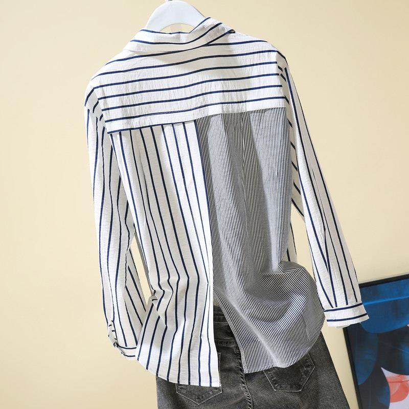条纹衬衫女2025新款春秋韩版宽松设计感小众百搭时尚纯棉长袖上衣