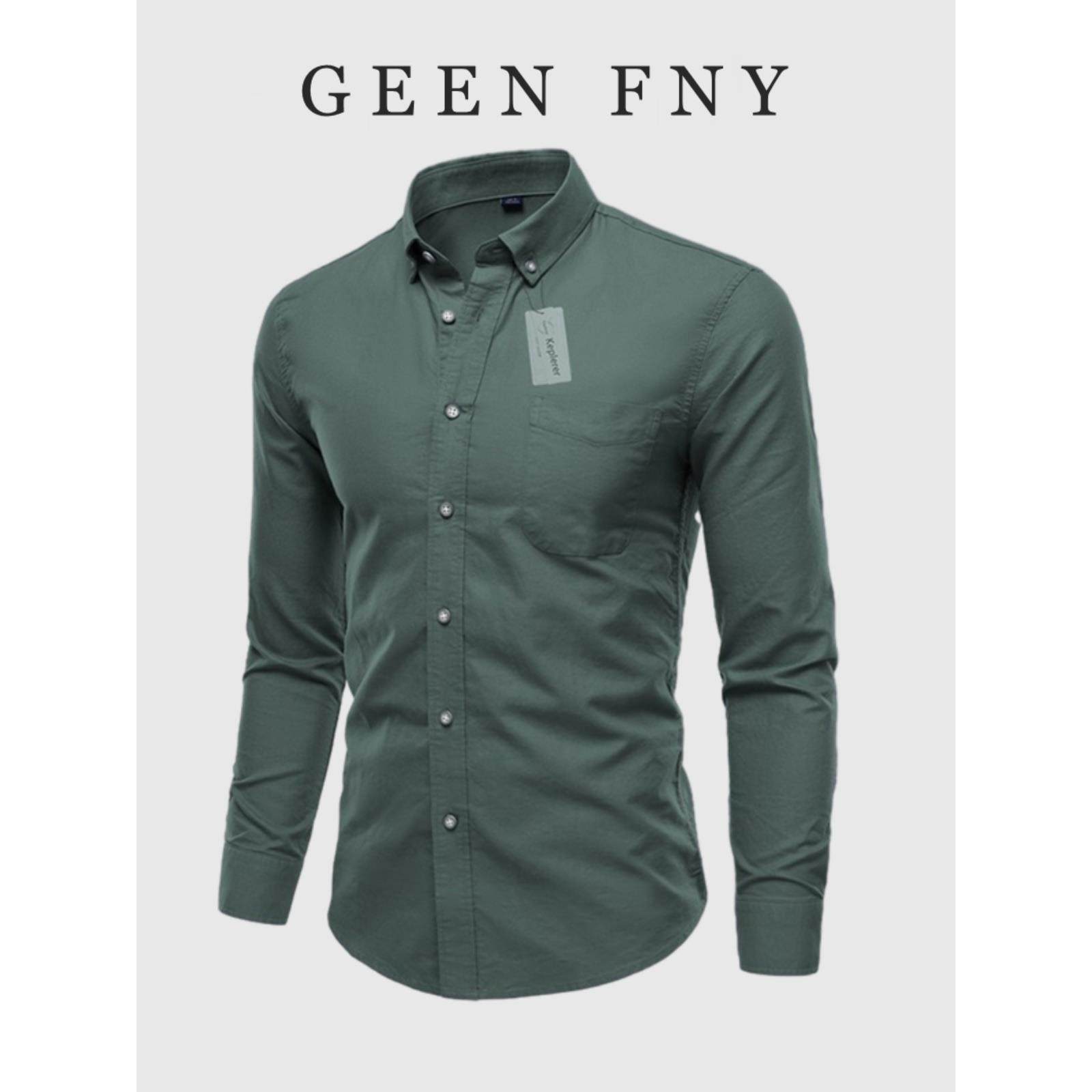 2025春季新款牛津纺纯棉长袖男士衬衫休闲薄外套修身美式工装上衣