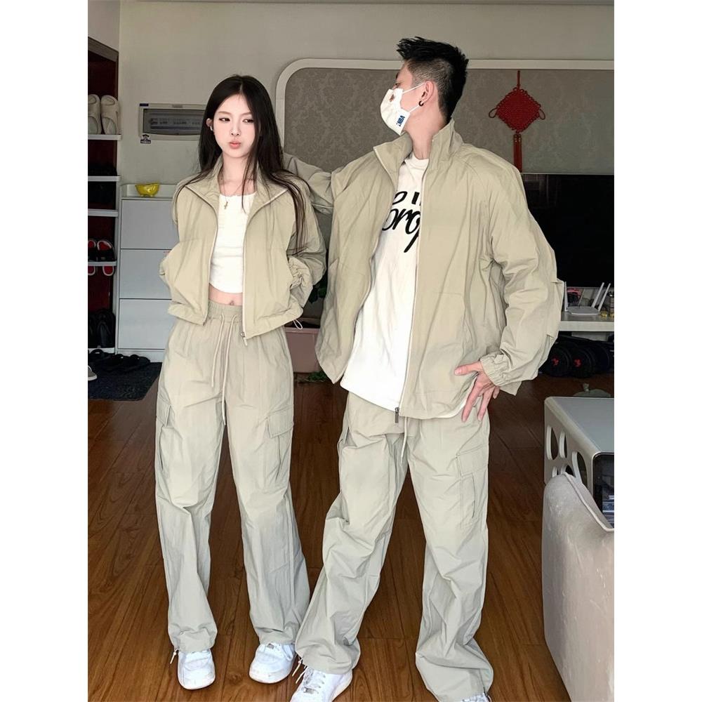 轻奢春秋小众设计夹克韩式休闲宽松夹克男女运动风格情侣装套装新