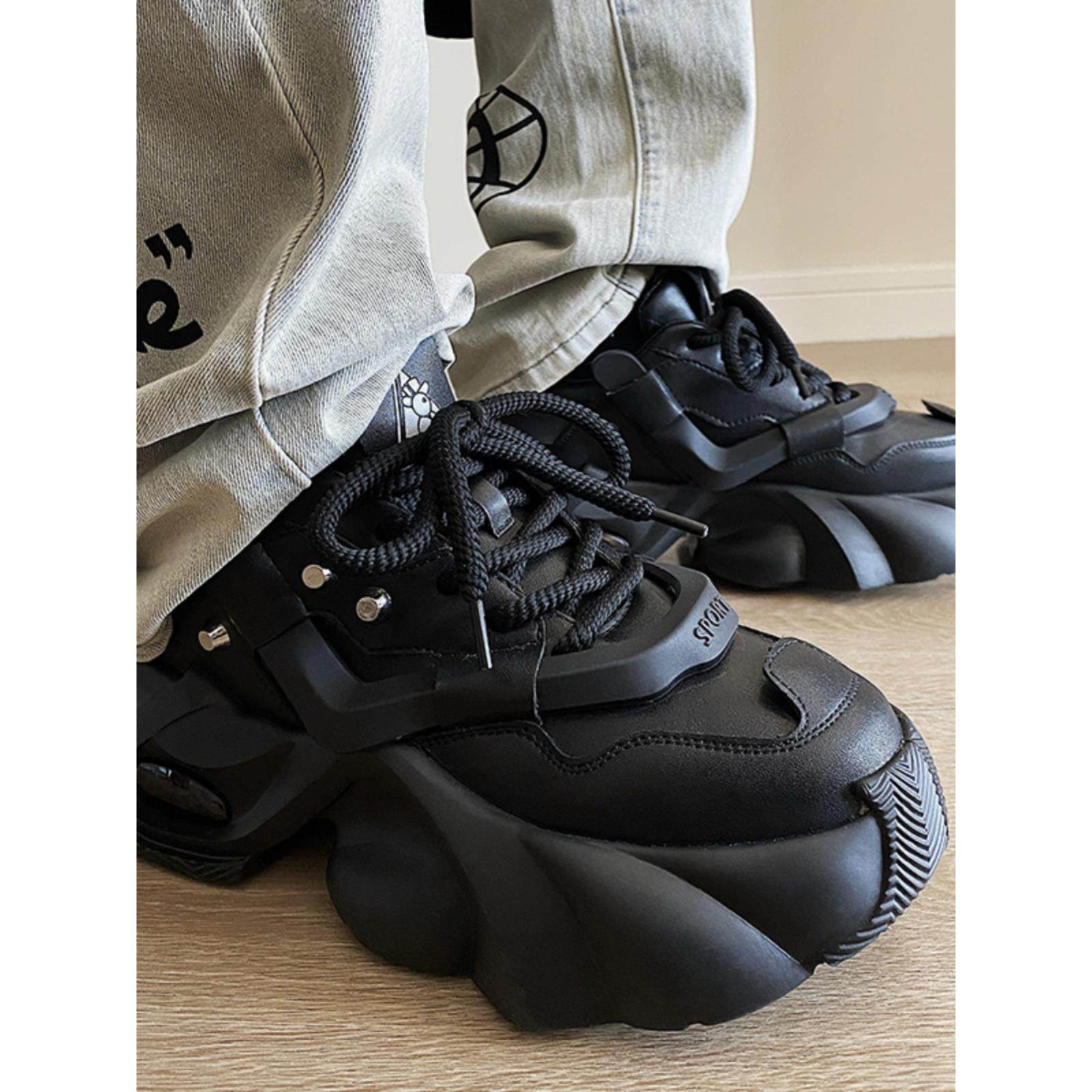 香港男鞋新款厚底老爹鞋欧洲站男款内增高面包鞋潮牌休闲运动鞋子