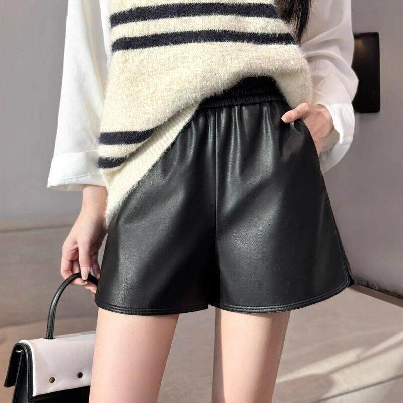 海宁真皮短裤女小个子2025年秋季新款绵羊皮高腰显瘦外穿阔腿裤,女装/女士精品,休闲裤,淘宝优惠券,粉丝福利购,淘宝优惠卷