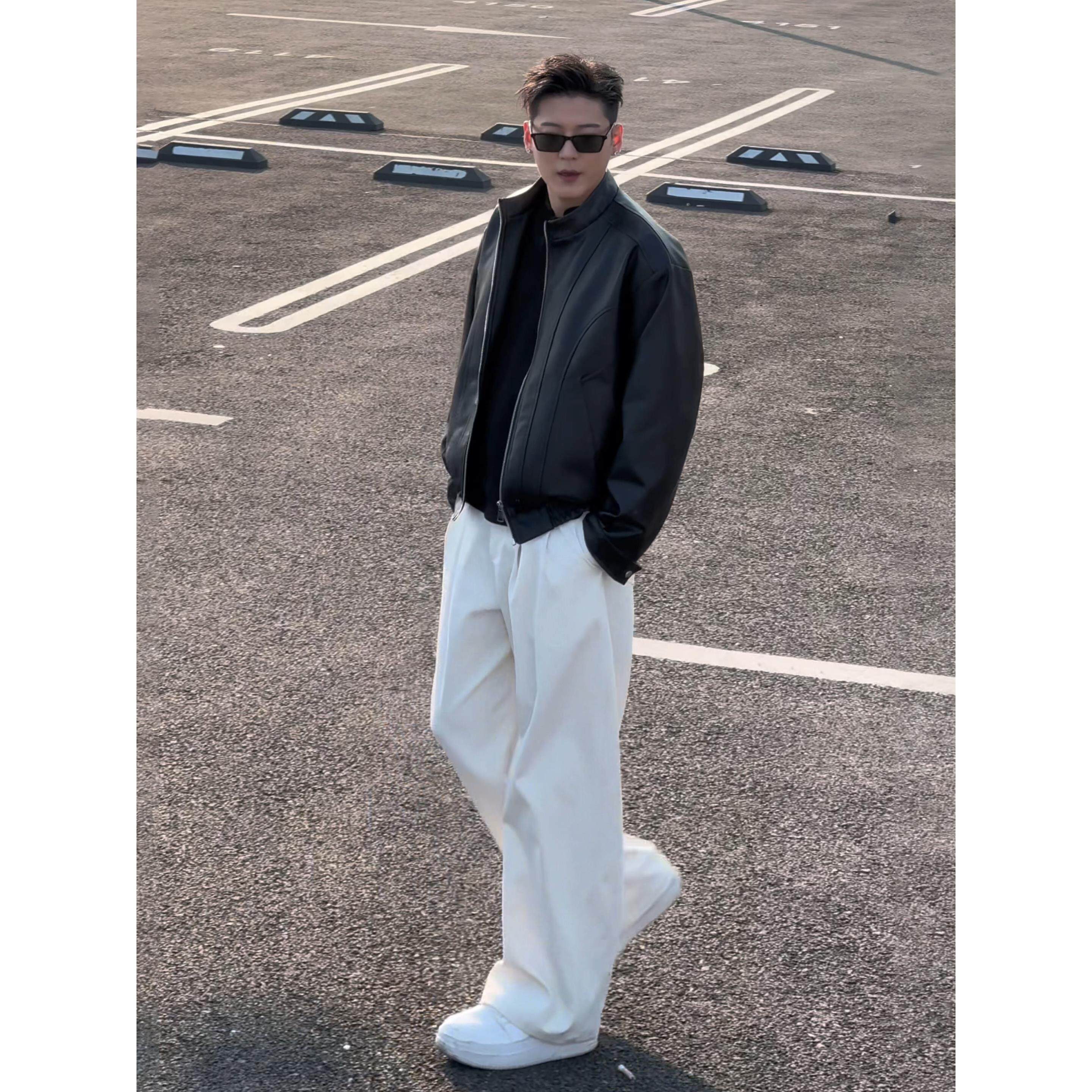 轻奢垂坠感弯刀西裤男款秋季cleanfit阔腿休闲长裤高级感痞帅裤子