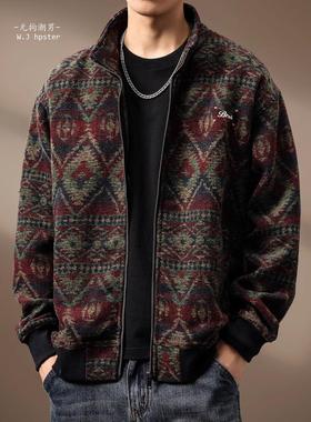 it neith BIAS潮牌高端民族风针织羊毛衣男秋冬宽松覆古开衫毛衣