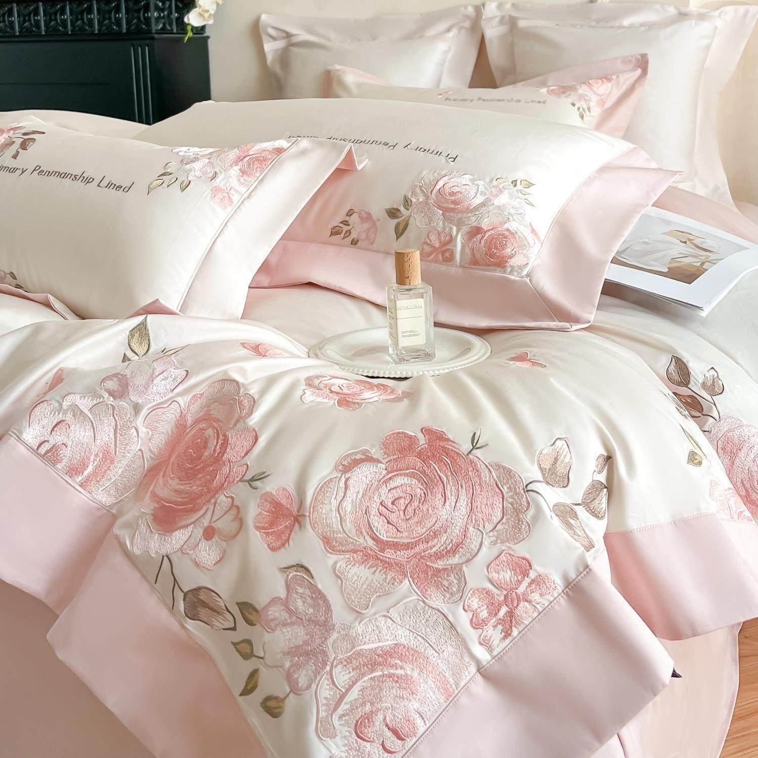 A类高档母婴长绒棉四件套裸睡全棉花卉刺绣纯棉被套床笠床上用品4,床上用品,学生床品套件,淘宝优惠券,粉丝福利购,淘宝优惠卷