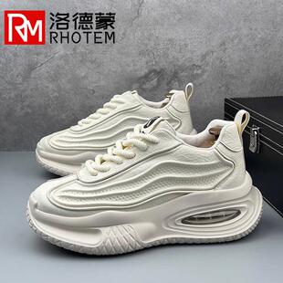 洛德蒙男鞋休闲鞋2025春季老爹鞋男厚底增高男士休闲运动鞋小白鞋