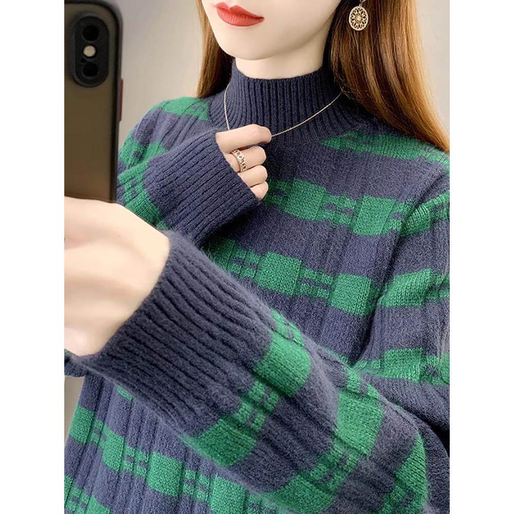 半高领加厚毛衣女秋冬2025新款宽松打底衫冬季女士针织衫洋气上衣