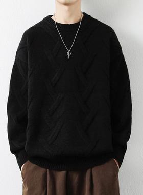 【日系复古】Ander Jurnal提花毛衣男内搭针织衫宽松休闲保暖加厚