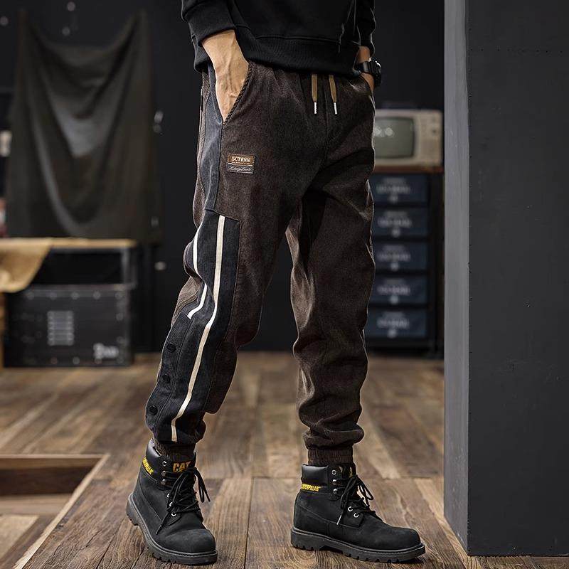 it neith BIAS美式复古灯芯绒休闲裤男秋冬新款束脚工装裤子卫裤