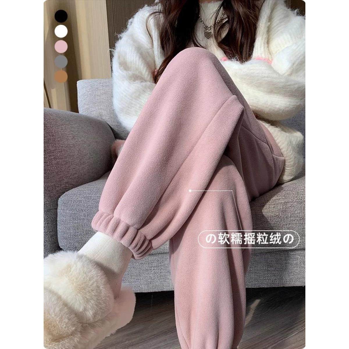 加绒粉色运动裤女秋冬2025新款摇粒绒小个子保暖棉裤束脚卫裤子女,女装/女士精品,休闲裤,淘宝优惠券,粉丝福利购,淘宝优惠卷