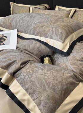 A类母婴级200S长绒棉四件套全棉床单纯棉印花被套轻奢风床上用品4