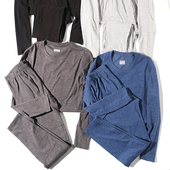 纯色内衣秋衣秋裤 冬季 外贸保暖套装 含羊毛加厚贴片秋冬男士 必入