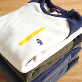 加倍保暖蓄热双面摇粒绒男士 拼色时尚 百搭超厚圆领卫衣打底上衣