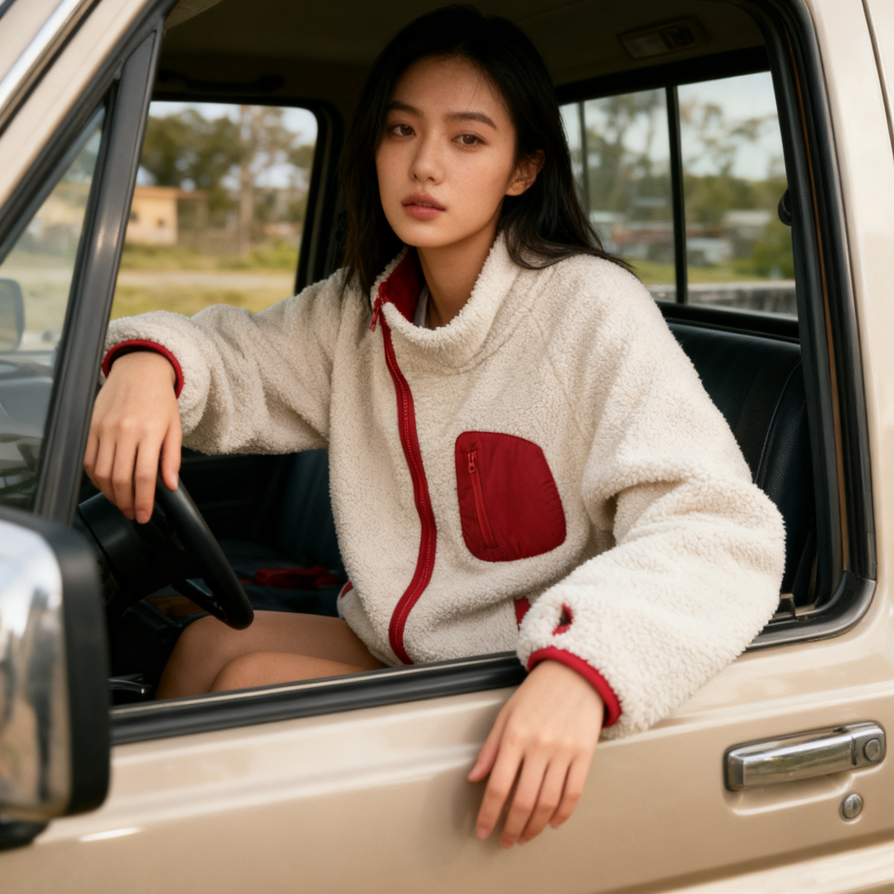 日系复古加厚仿羊羔毛夹克