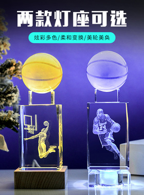 生日礼物发光球星科比纪念品欧文库里水晶摆件送男生朋友礼盒包装