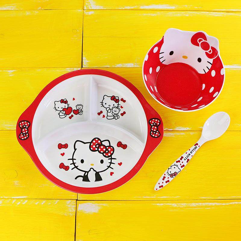 凱蒂貓兒童餐具套裝分格盤寶寶碗勺子嬰兒餐盤卡通可愛小孩吃飯碗在類目 餐飲具, 餐具, 盤中 - 來自Buy2taobao.com提供專業的淘寶代購服務