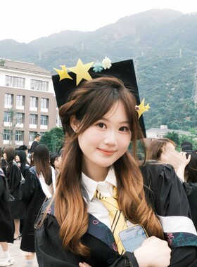 黄领本命帽！学士帽装饰发夹星星diy材料手工自制毕业季拍照道具