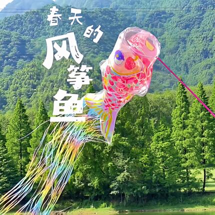春天的风筝鱼！儿童手持飞鱼风筝diy材料包塑料袋幼儿园春游活动