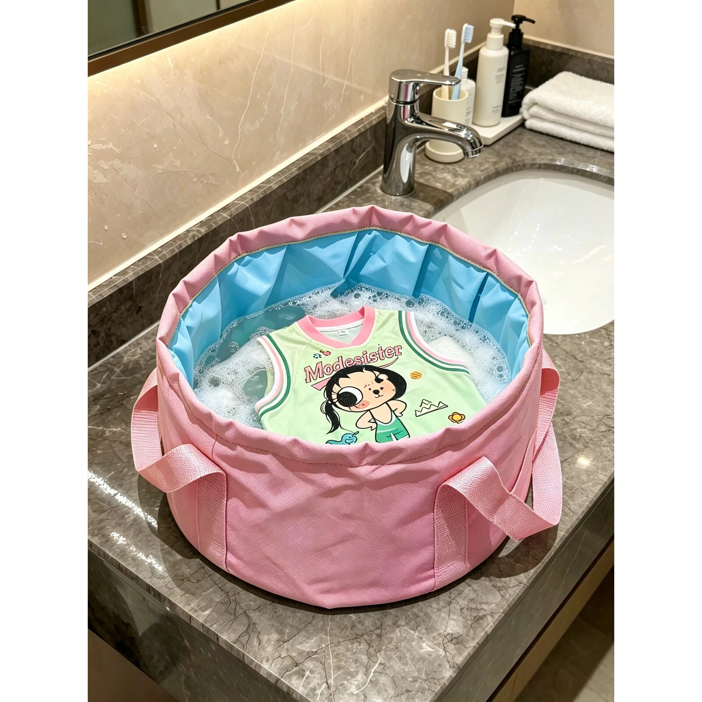 便携式可折叠水盆旅行洗衣神器旅游酒店洗衣袋洗衣桶泡脚桶洗漱盆