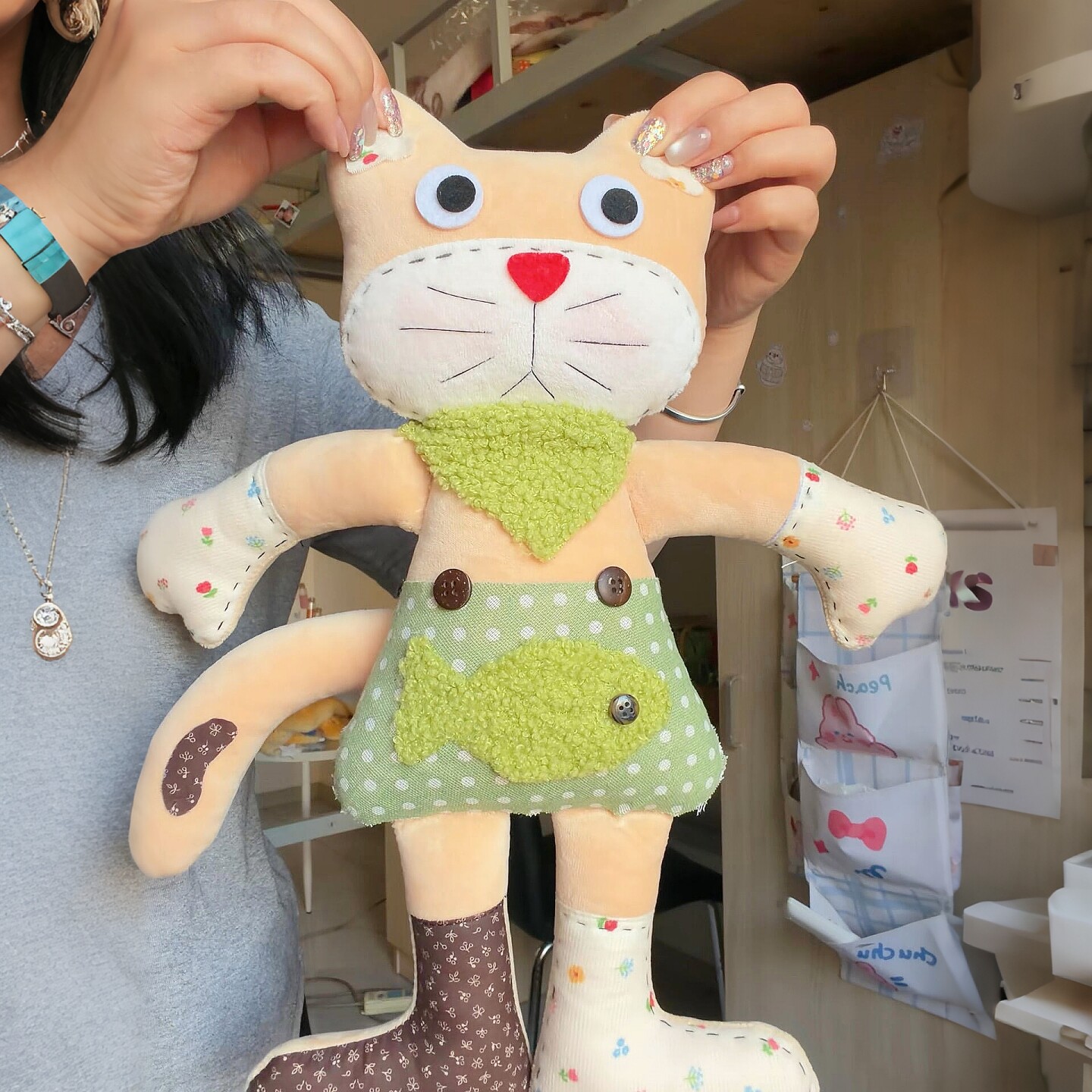 可爱小猫咪哄睡娃娃手缝材料包创意制作手工diy毛绒玩偶送礼物