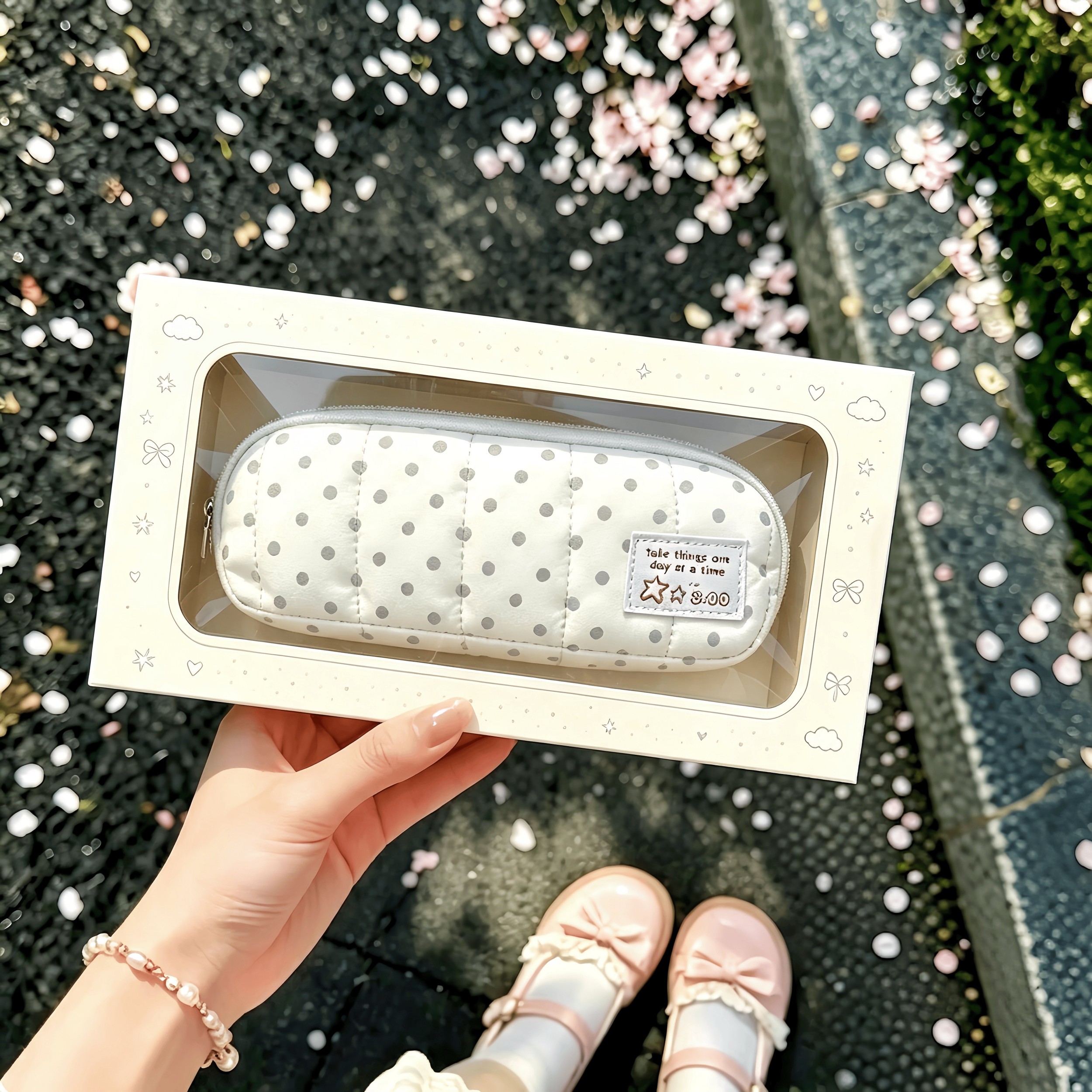 韩系波点笔袋2026新款女孩学生高颜值大容量铅笔盒ins风超火笔盒