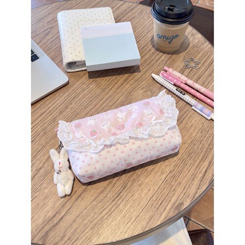 草莓兔子笔袋高颜值ins风女孩款少女心初中女生学生收纳包大容量