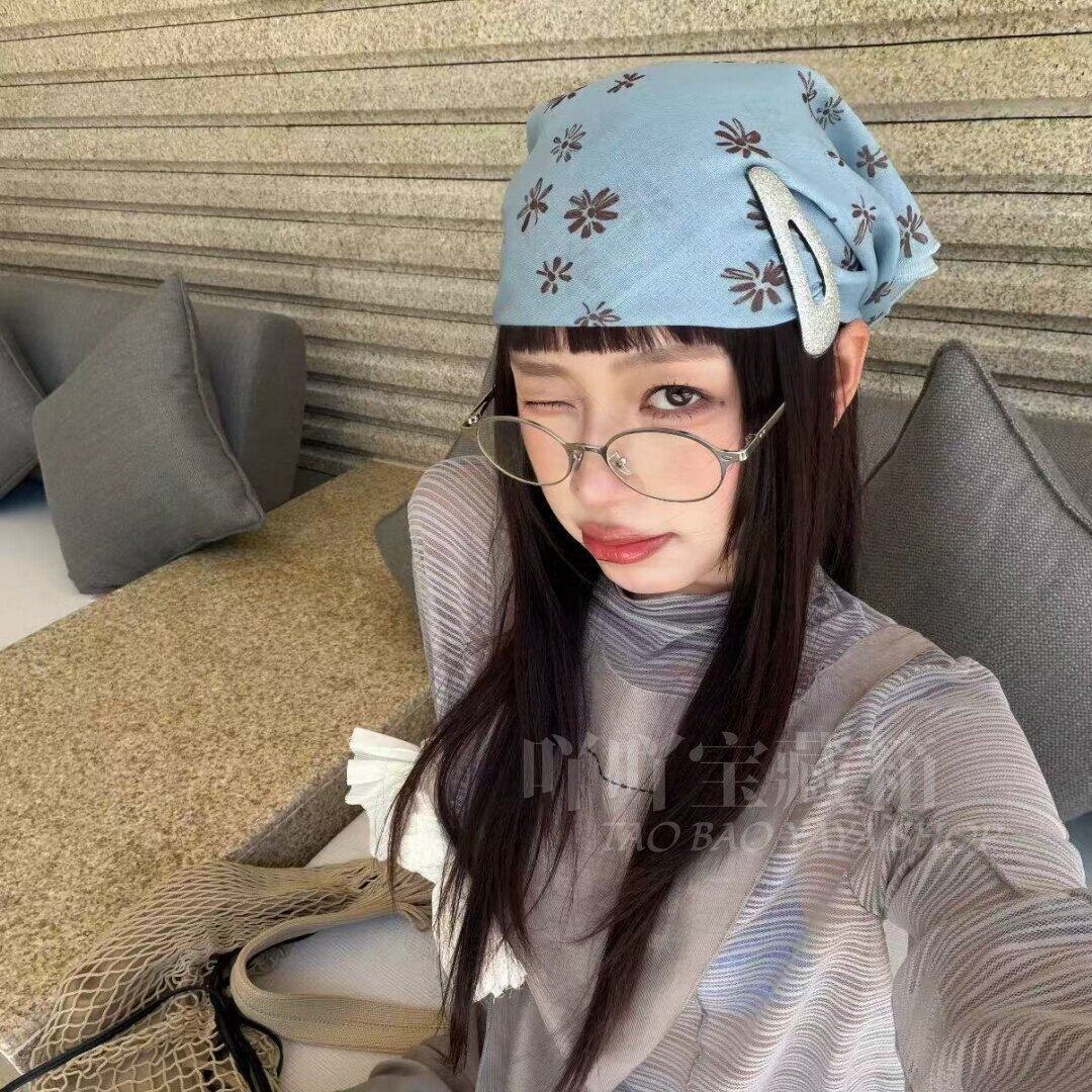 韩系百搭ins风花朵新款民族风洋派头巾方巾女出行时尚旅游辣妹