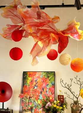 锦鲤灯笼新年装饰挂件2026马年春节氛围布置卧室客厅场景吊饰