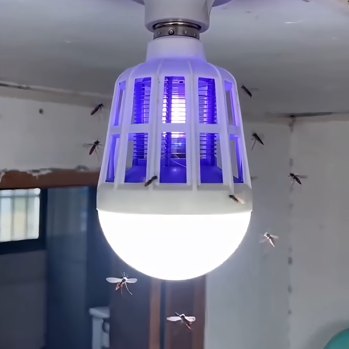 家用LED灭蚊灯泡E27螺口无辐射捕蚊器室内卧室户外驱蚊灯神器