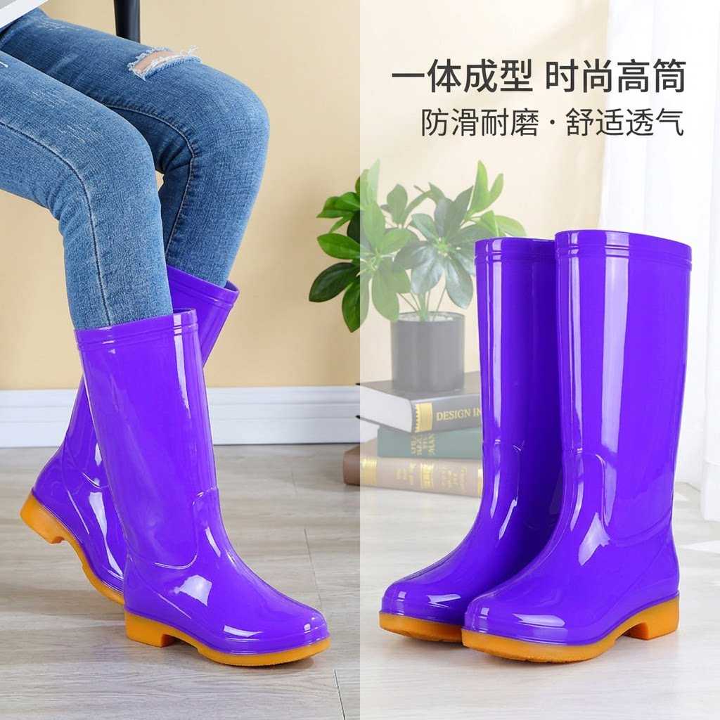 牛筋底高筒雨鞋防水鞋防滑耐磨成人雨靴时尚厨房工作胶鞋套水靴女