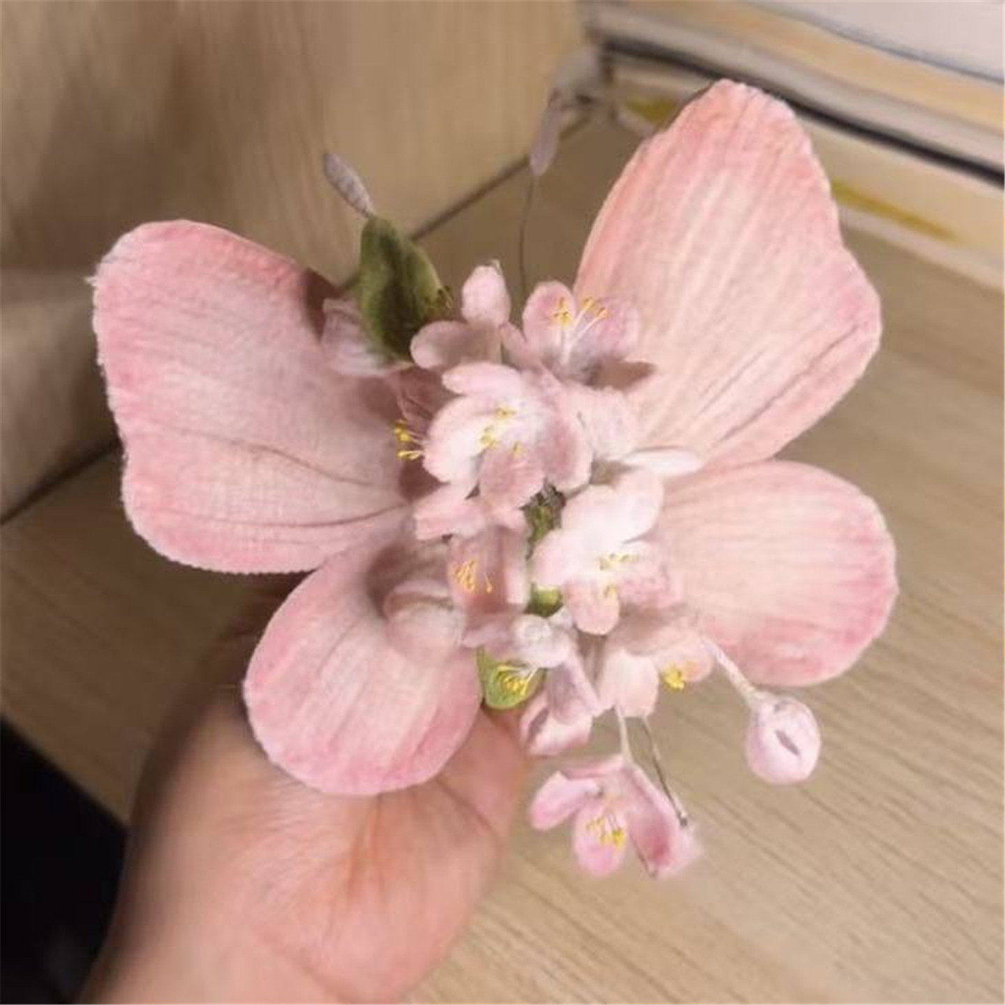 创意扭扭棒桃花蝴蝶发夹diy材料包手工鲨鱼夹抓夹送朋友创意礼品