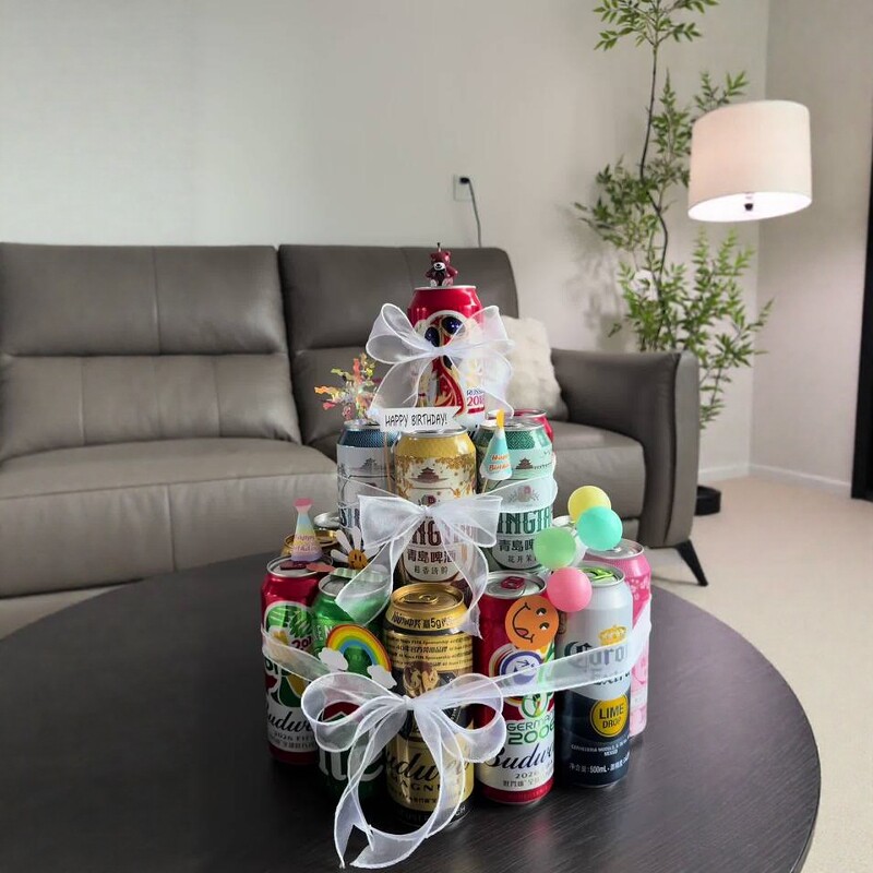啤酒蛋糕diy材料包过生日装饰配件丝带插牌送对象礼物拍照道具