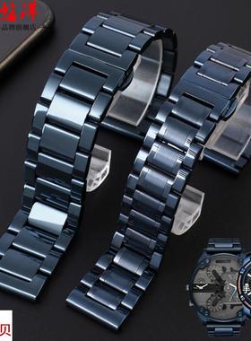 适用原装天梭T099天王精工5号手表卡罗莱深蓝色男精钢表带链网带2