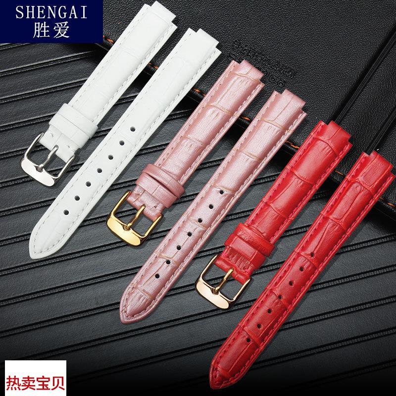 适用原装凸口真皮牛皮手表带卡地亚蓝气球飞亚达心弦依波梅花男女