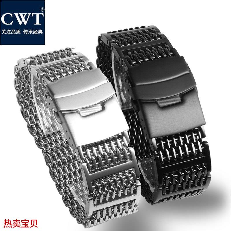 适用原装表带钢带男精钢金属手表链阿玛尼精工百年灵万国柏涛菲诺