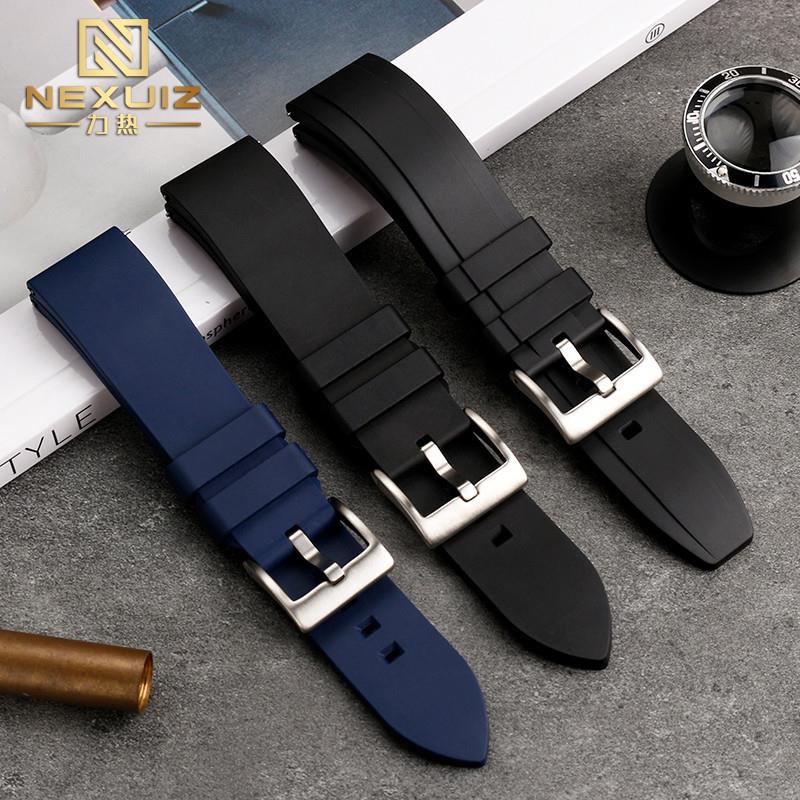 适配优质氟橡胶手表带配件化石FOSSIL精工浪琴康卡斯通用表带防水