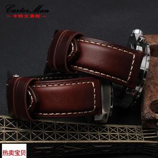 适用原装休闲牛皮表带沛纳海Fossil化石男士FS5088FTW11142224mm