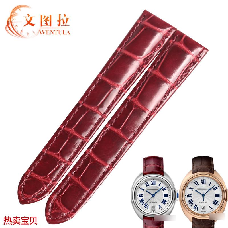 适用原装文图拉美洲鳄鱼皮卡地亚钥匙系列WSCL0016手表带真皮表带