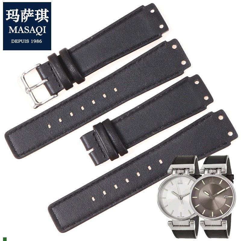 适配玛萨琪适合CK真皮表带黑色K4A211C3/K4A211C6牛皮表带配件手