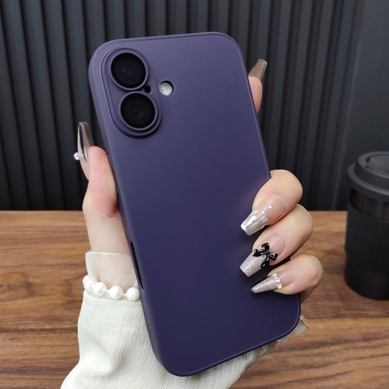 适用苹果17手机壳iPhone16ProMax钢化玻璃13Pro简约磨砂14全包超薄防摔12AG硅胶直边11自带镜头膜15暗夜紫B07