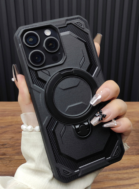 适用苹果17ProMax手机壳iPhone16机甲风14Plus折叠支架13磁吸充电12防摔11硅胶新款简约D09