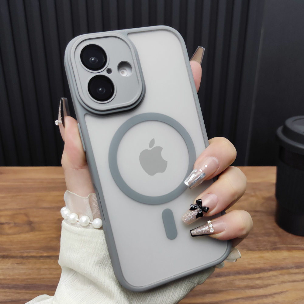 适用苹果16手机壳iPhone15ProMax自带玻璃镜头膜14Plus肤感磨砂13磁吸充电12全包防摔保护套11新款B55