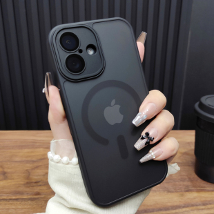 适用苹果17ProMax手机壳iPhone16自带镜头膜14Plus肤感磨砂13磁吸充电12新款15全包保护套11暗夜紫B68