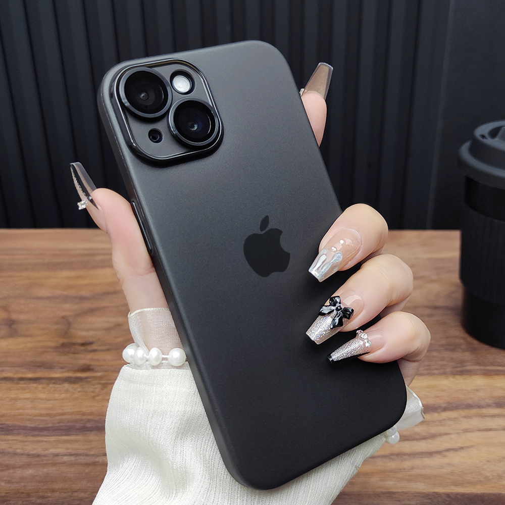 适用苹果16手机壳iPhone15ProMax自带合金玻璃镜头膜14Plus肤感磨砂13超薄全包12保护套时尚B18